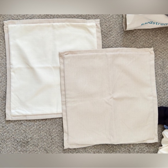 IVORY BEIGE 20x20 LINEN Decorative Accent Pillow Cover 2 Pc Set Modern Farmhouse - Picture 5 of 15